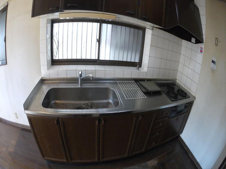 Kitchen. Force enters to cooking in retro kitchen