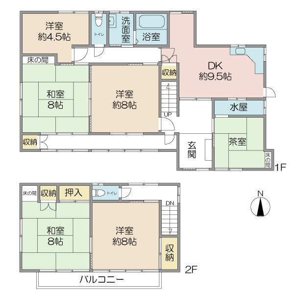 Floor plan. 60 million yen, 5DK + S (storeroom), Land area 151.16 sq m , It is a building area of 127.52 sq m of pure Japanese-style house. Since it is a spacious floor plan, It is suitable for large family.